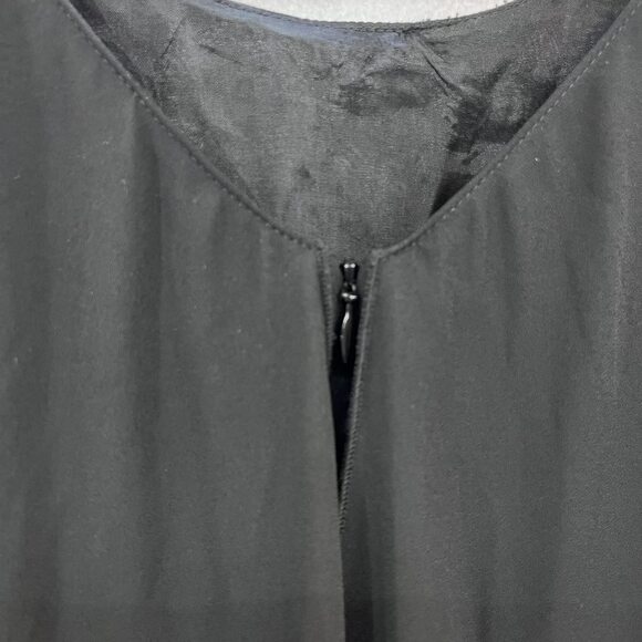 Cartise knee length sleeveless little black dress chiffon cape sleeves sz 12 - Picture 9 of 10